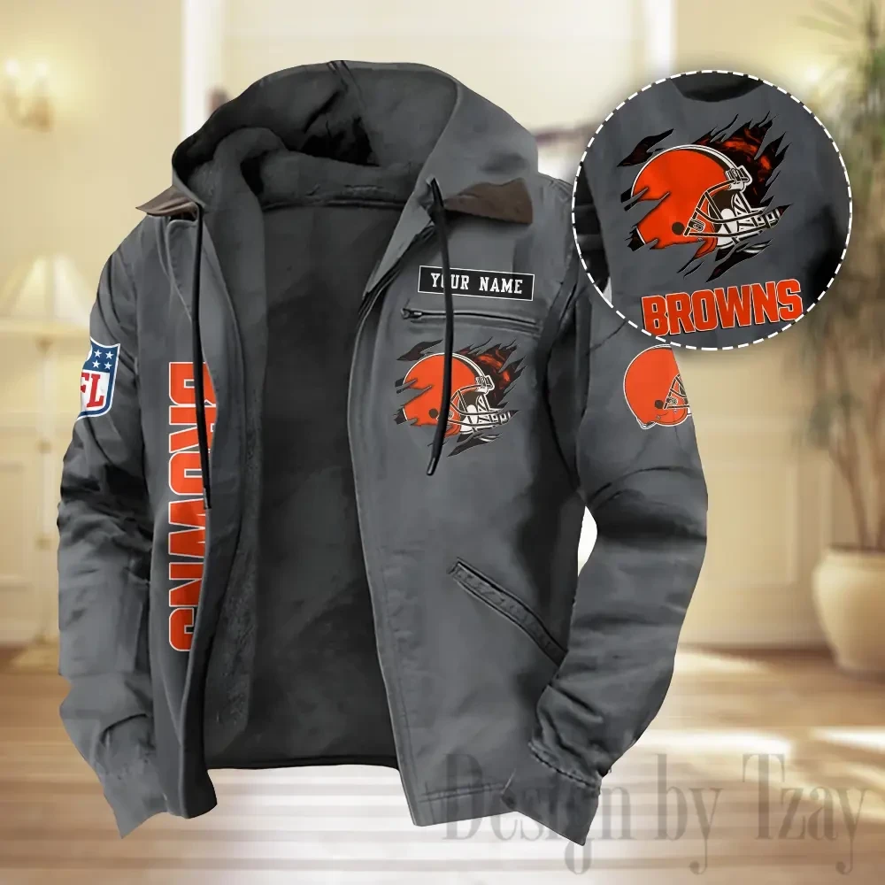 Cleveland Browns Men Classic Badge Fleece-Lined Jacket PBA9Z02