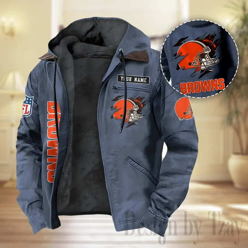 Cleveland Browns Men Classic Badge Fleece-Lined Jacket PBA9Z02