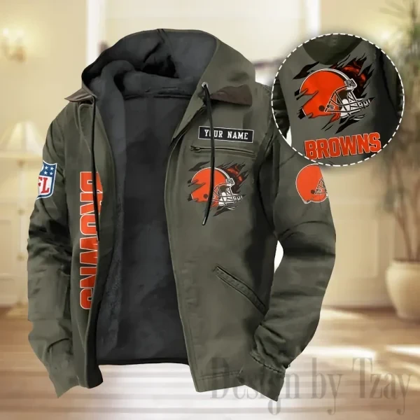Cleveland Browns Men Classic Badge Fleece-Lined Jacket PBA9Z02