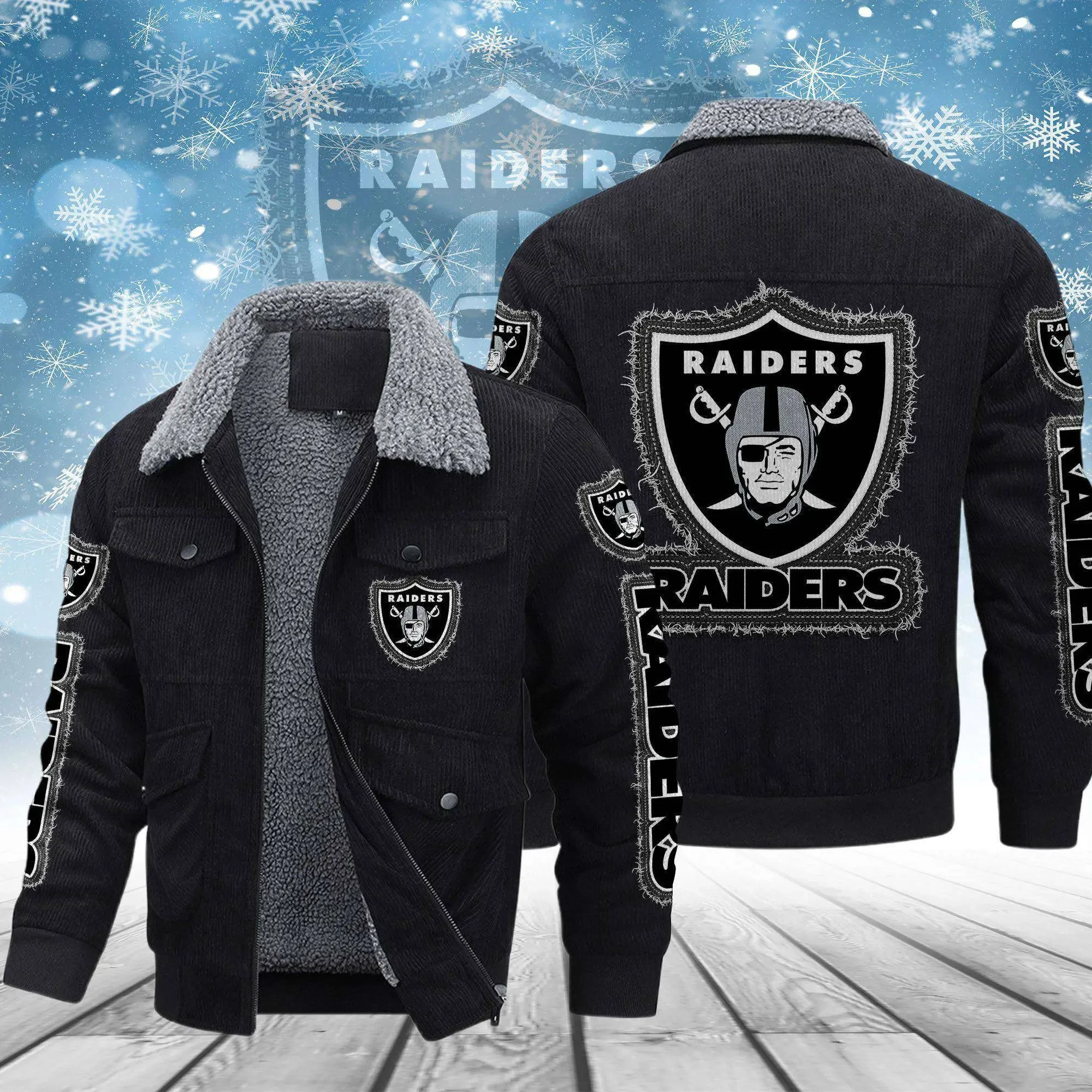 Las Vegas Raiders Men's Thickened Corduroy Jacket ANZVITCJ025 ( SIZE M - 8 XL )