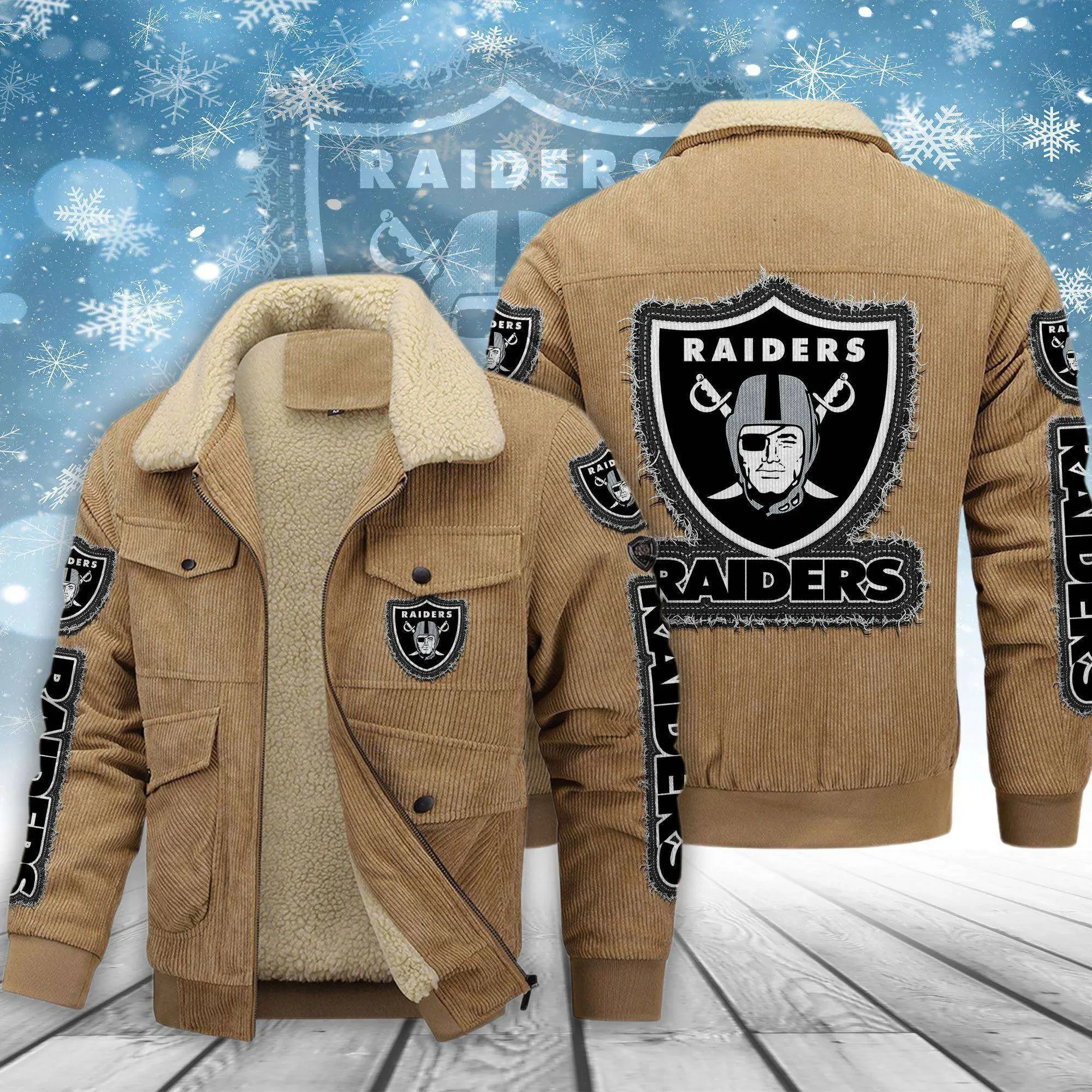 Las Vegas Raiders Men's Thickened Corduroy Jacket ( SIZE M - 8 XL ) PB4E458