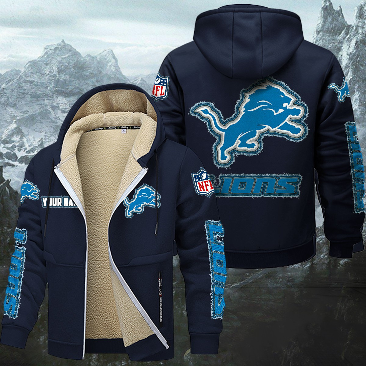 Detroit Lions Sherpa-Lined Zip Hoodie PBUQ6JJ