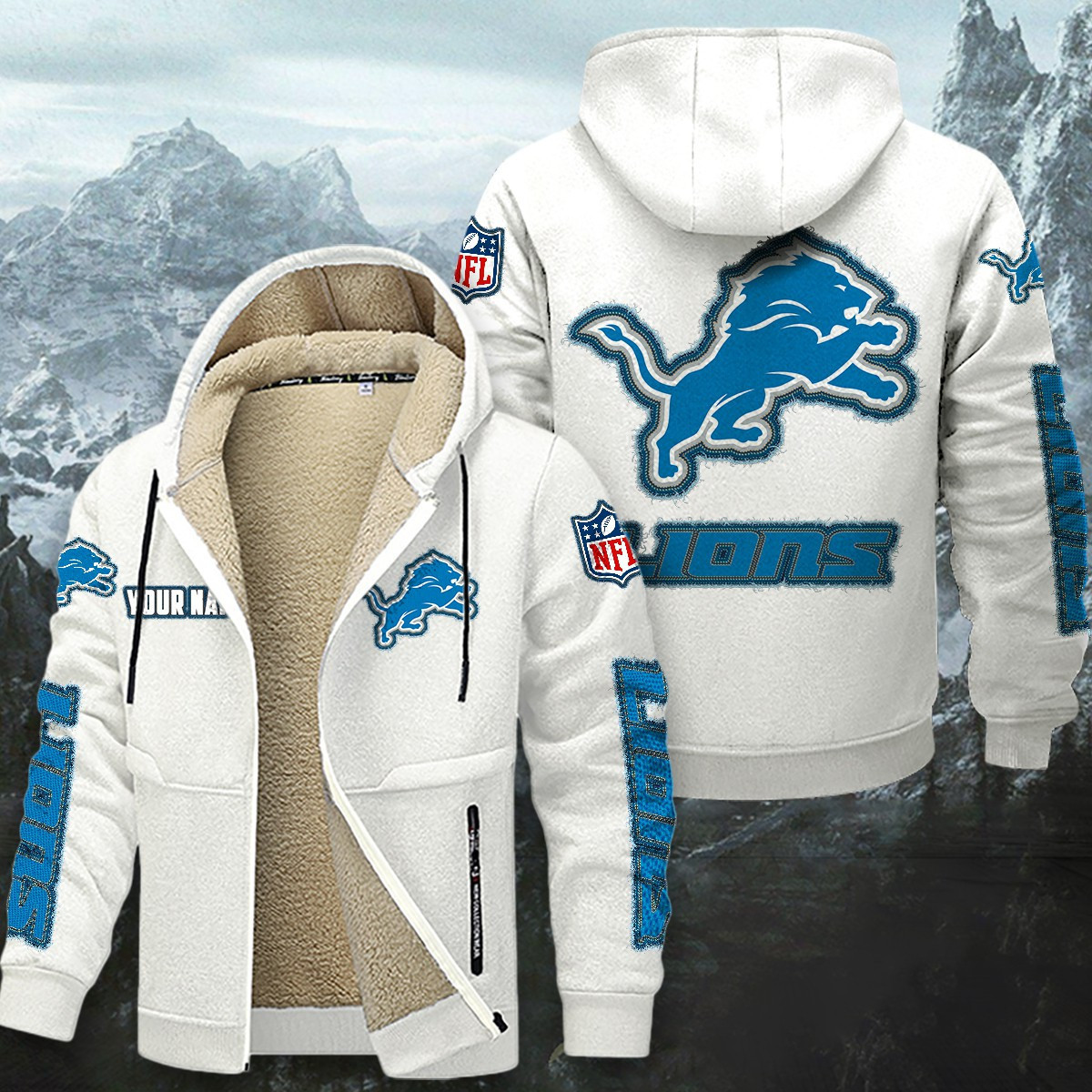 Detroit Lions Sherpa-Lined Zip Hoodie PBUQ6JJ