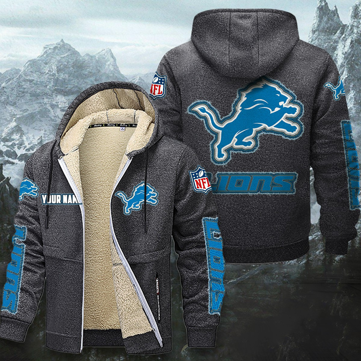 Detroit Lions Sherpa-Lined Zip Hoodie PBUQ6JJ
