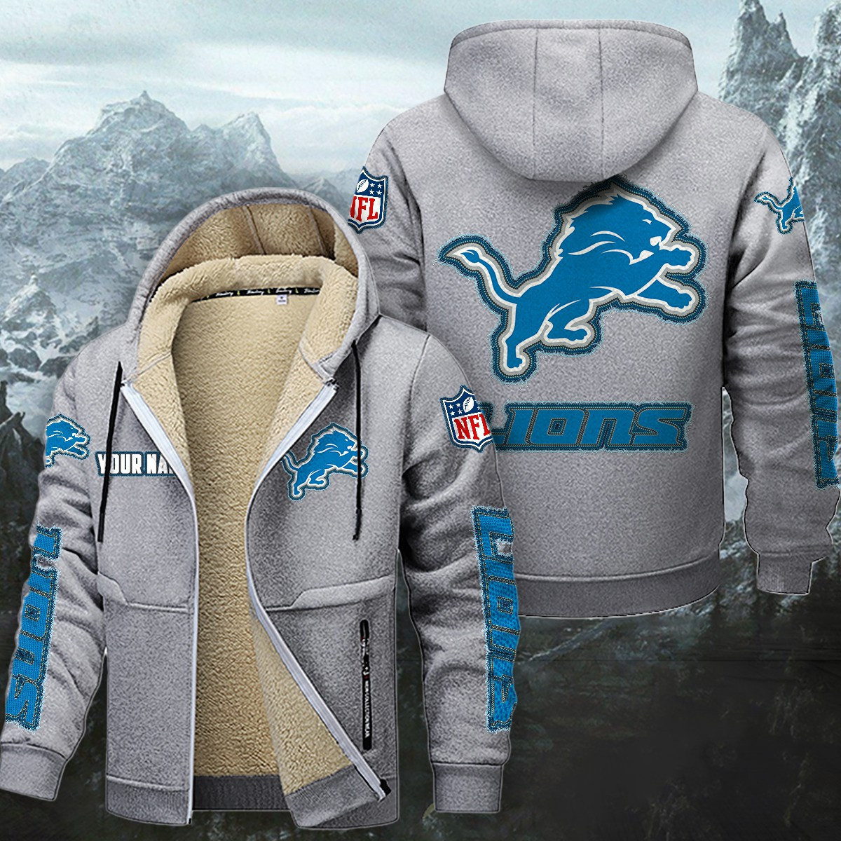 Detroit Lions Sherpa-Lined Zip Hoodie PBUQ6JJ