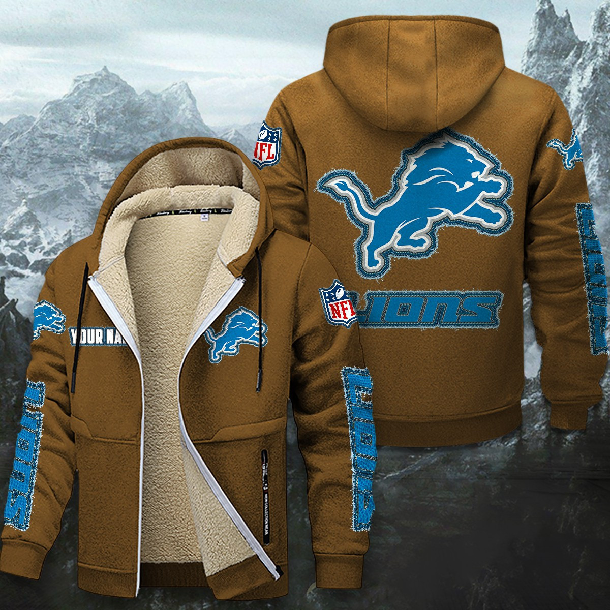 Detroit Lions Sherpa-Lined Zip Hoodie PBUQ6JJ
