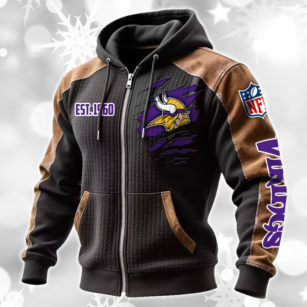 Minnesota Vikings Waffle Full-Zip Fleece Hoodie DMAG0021