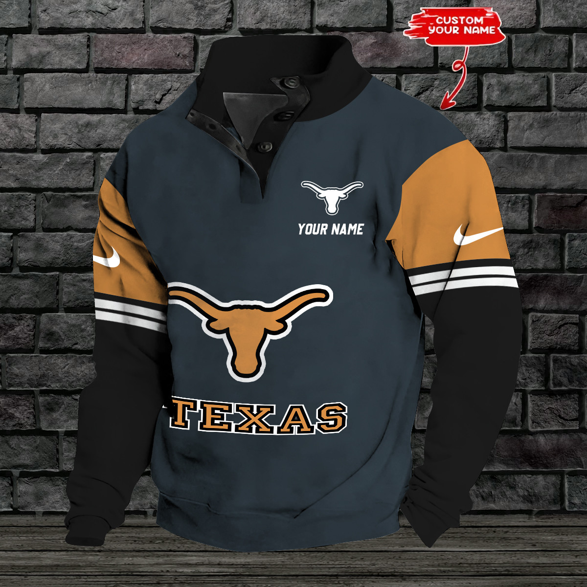 Texas Longhorns Double Breasted Stand Collar Hoodies LUXY787S
