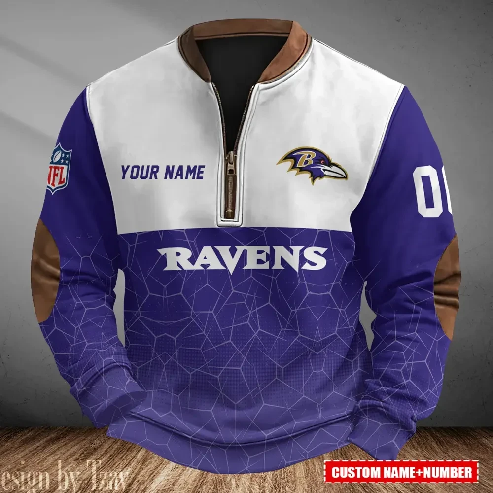 Baltimore Ravens Men's Vintage Zipper Stand Collar Sweatshirt S9MPZNS272