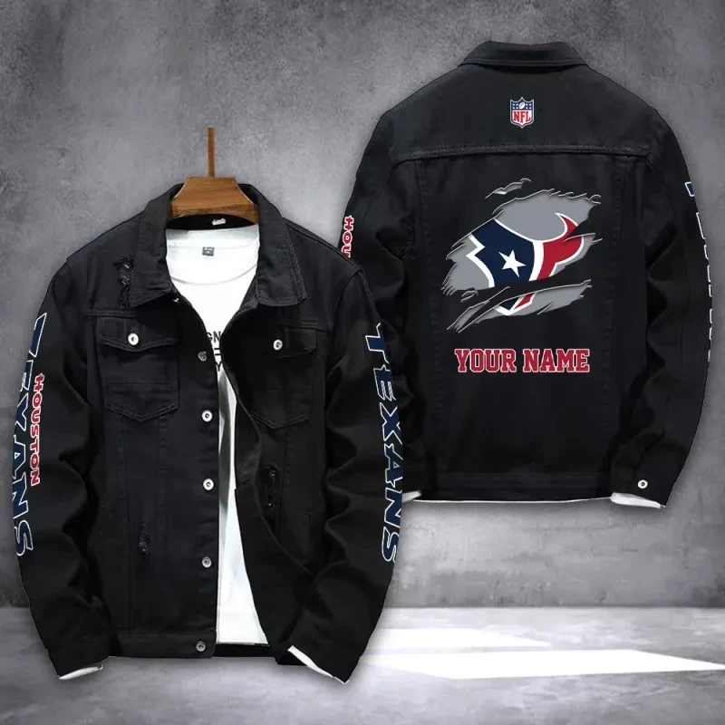 Houston Texans Personalized New Denim Jacket S9DJ233