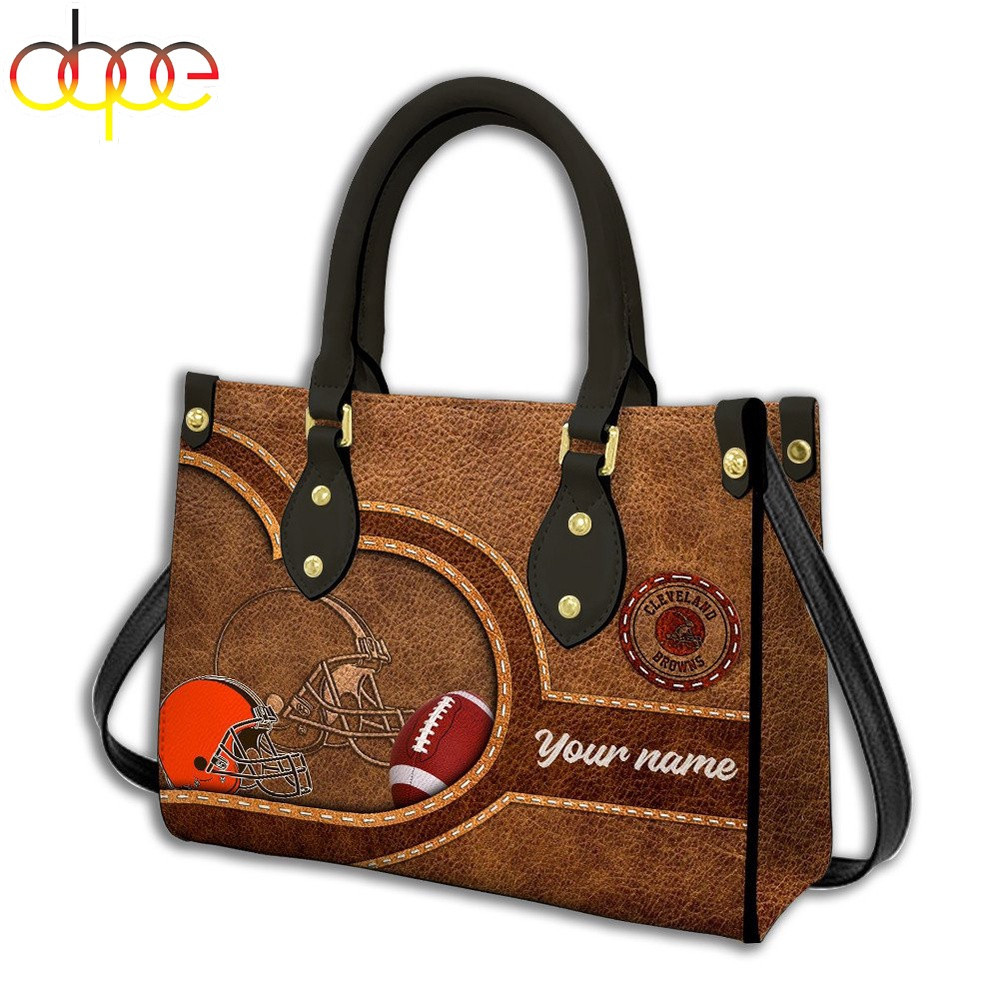 Custom Name Cleveland Browns Leather Hand Bag