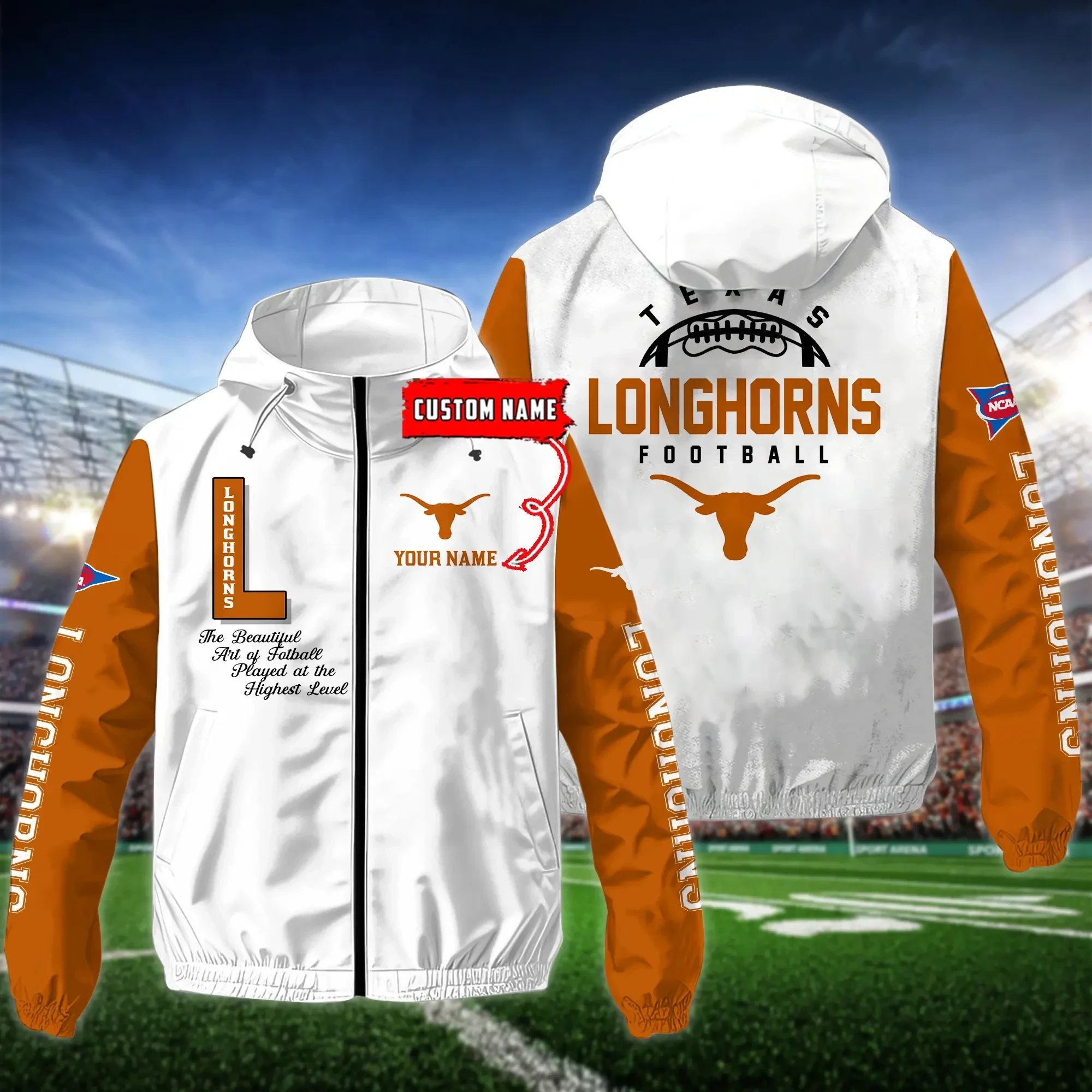 Texas Longhorns 3D Windbreaker Jacket TANT34A