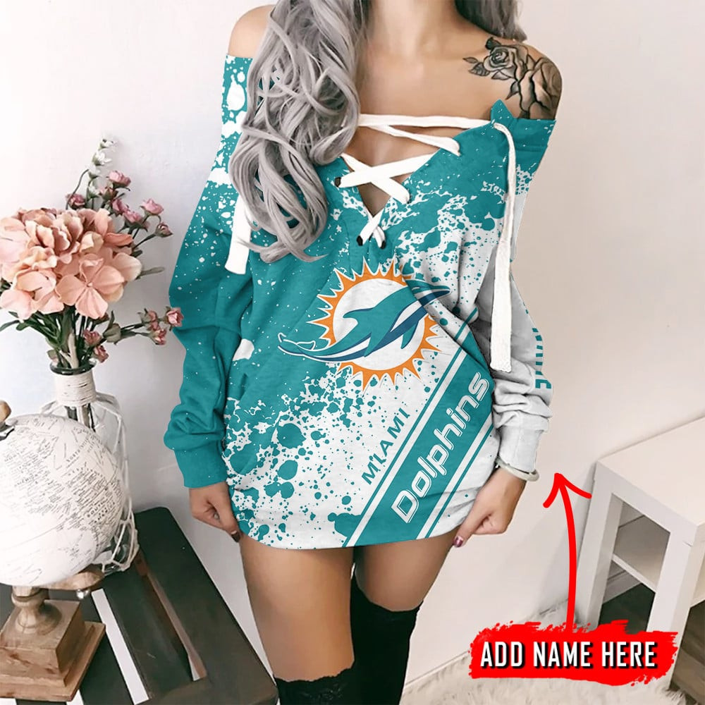 Miami Dolphins Personalized Lace-Up Sweatshirt BGLU082