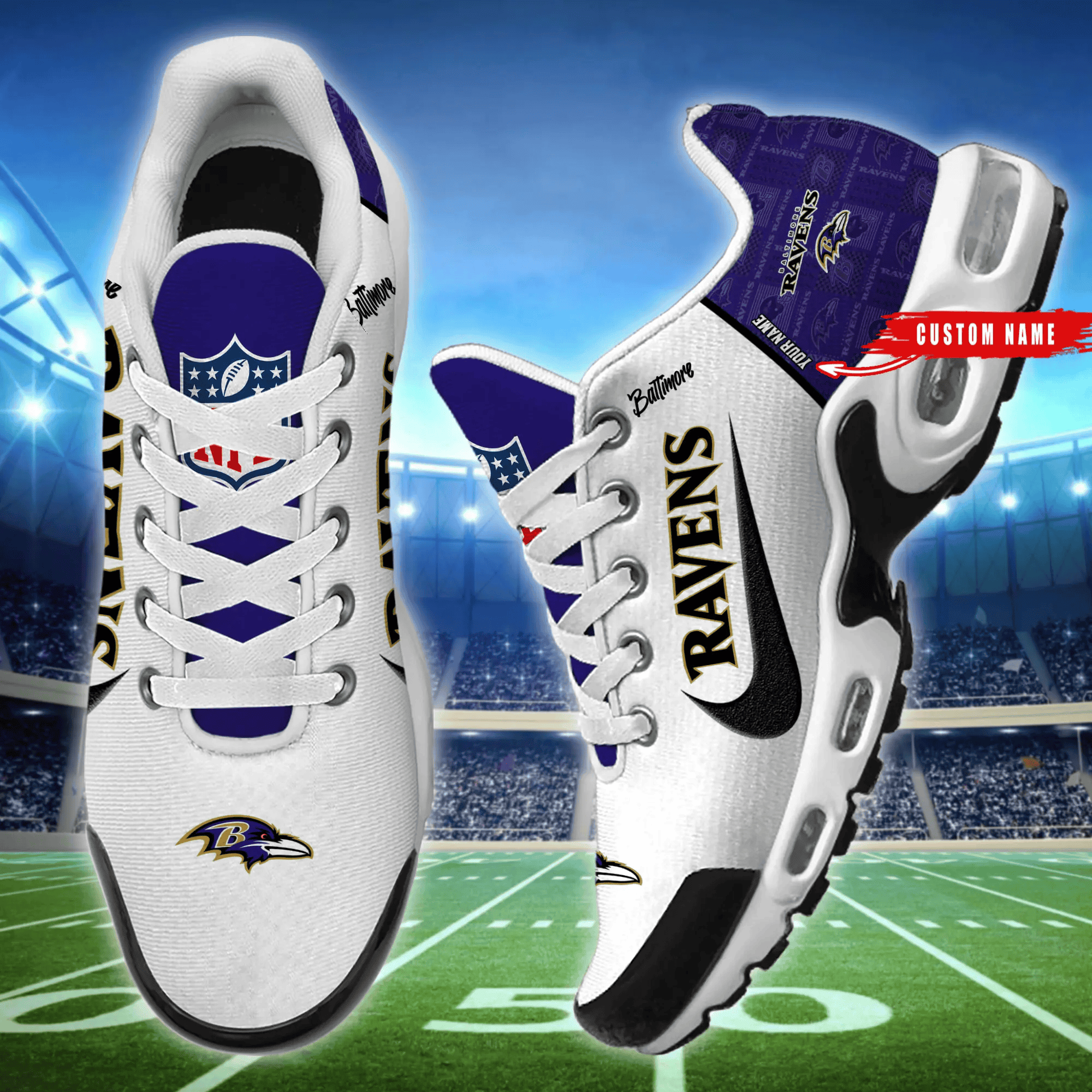 Baltimore Ravens Personalized Plus T-N Youth Sneakers BGTN230