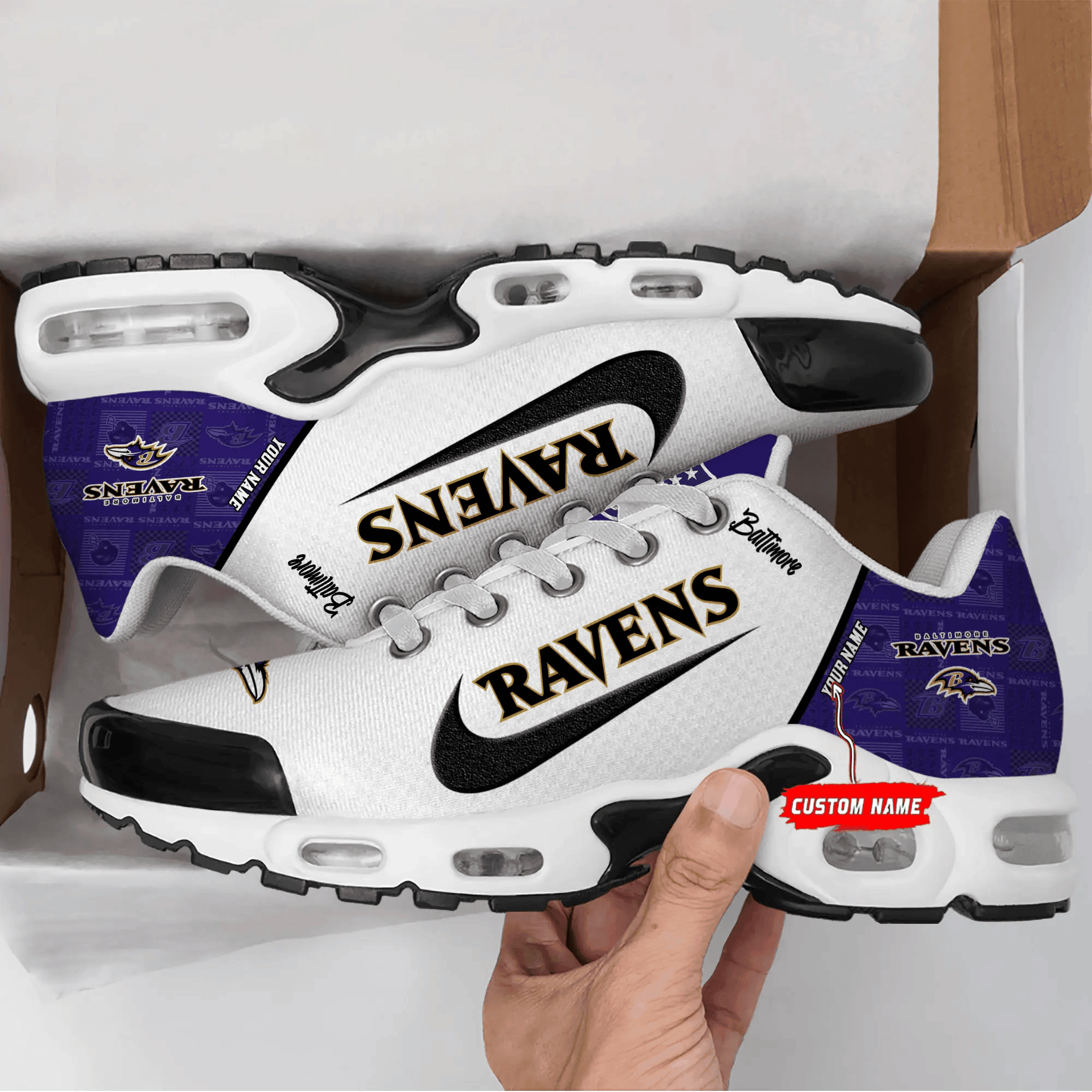 Baltimore Ravens Personalized Plus T-N Youth Sneakers PBH3JCY