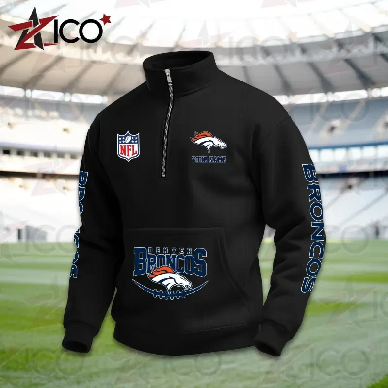 Denver Broncos High Neck Half Zip Pocket Sweatshirt New Trending AZTG2DPS000042