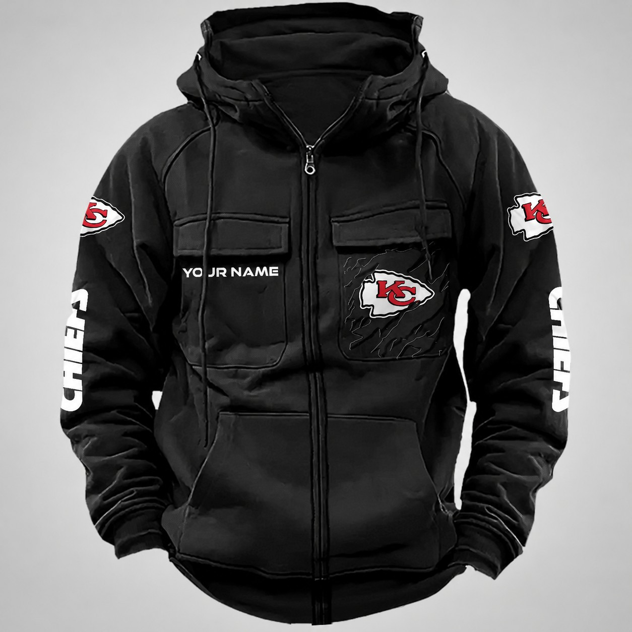 Kansas City Chiefs Vintage Men Hoodies Zipup DV5 AZVMHD047