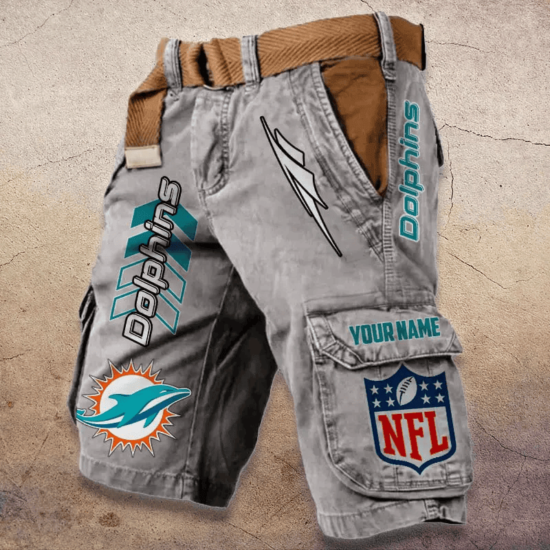 Miami Dolphins Pocket Print Cargo Shorts (Belt Not Included) PBC9OAN