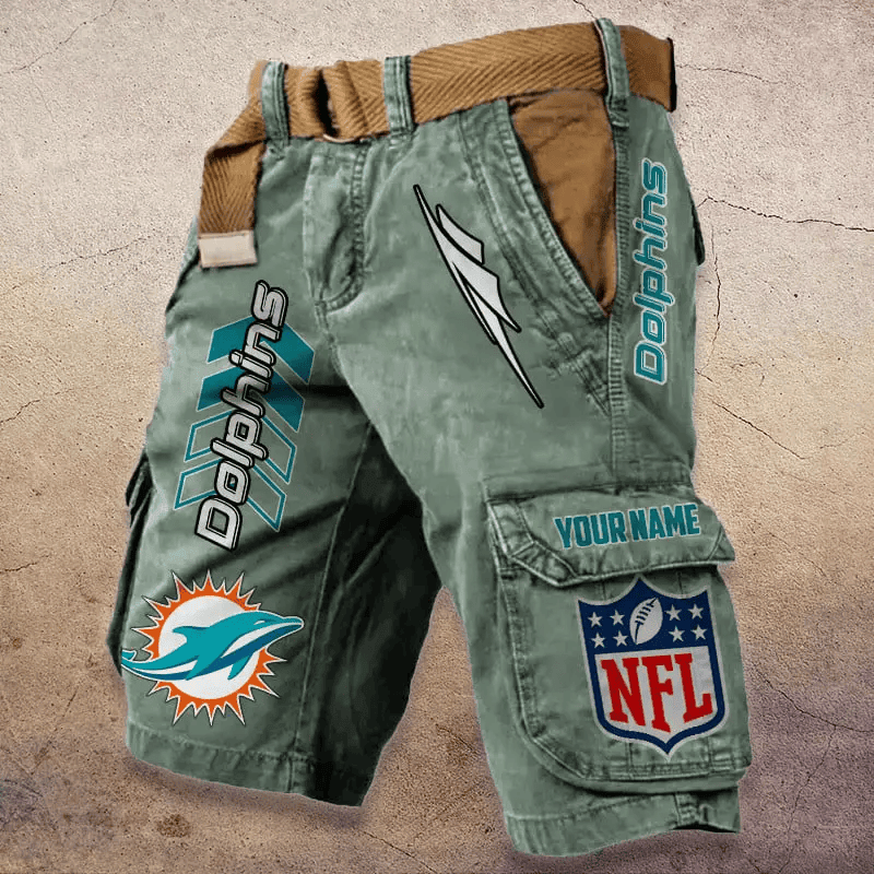 Miami Dolphins Pocket Print Cargo Shorts (Belt Not Included) PBC9OAN