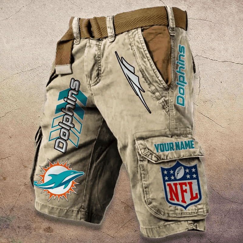 Miami Dolphins Pocket Print Cargo Shorts (Belt Not Included) PBC9OAN