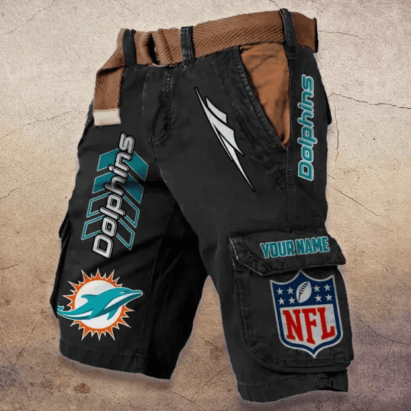 Miami Dolphins Pocket Print Cargo Shorts (Belt Not Included) PBC9OAN