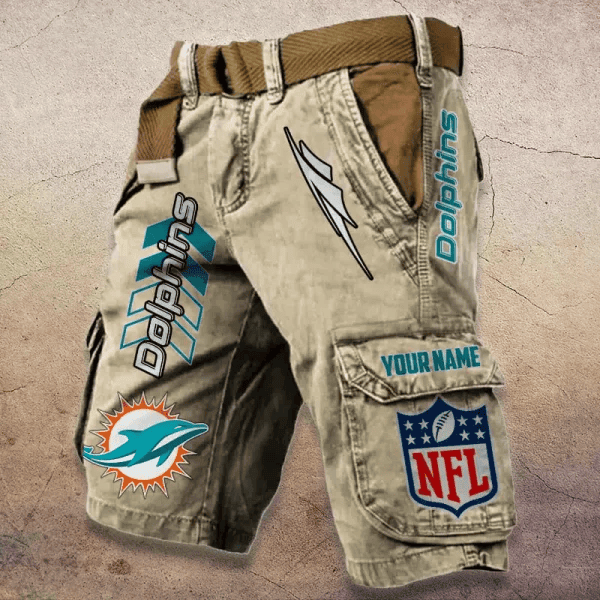 Miami Dolphins Pocket Print Cargo Shorts (Belt Not Included) PBC9OAN
