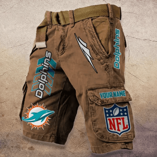 Miami Dolphins Pocket Print Cargo Shorts (Belt Not Included) PBC9OAN