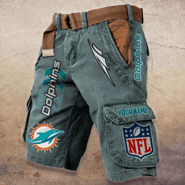 Miami Dolphins Pocket Print Cargo Shorts (Belt Not Included) PBC9OAN