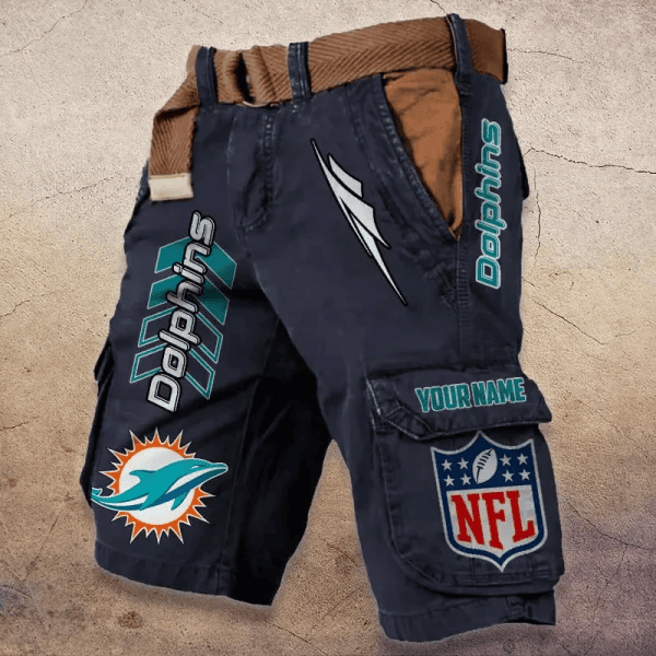 Miami Dolphins Pocket Print Cargo Shorts (Belt Not Included) PBC9OAN