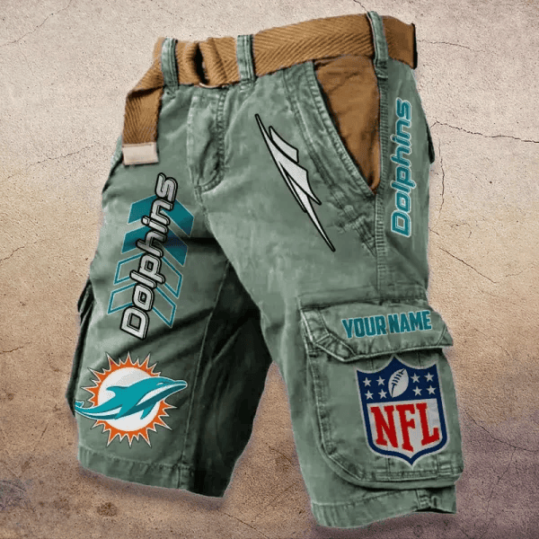 Miami Dolphins Pocket Print Cargo Shorts (Belt Not Included) PBC9OAN