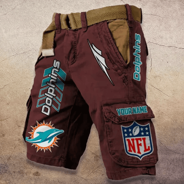 Miami Dolphins Pocket Print Cargo Shorts (Belt Not Included) PBC9OAN