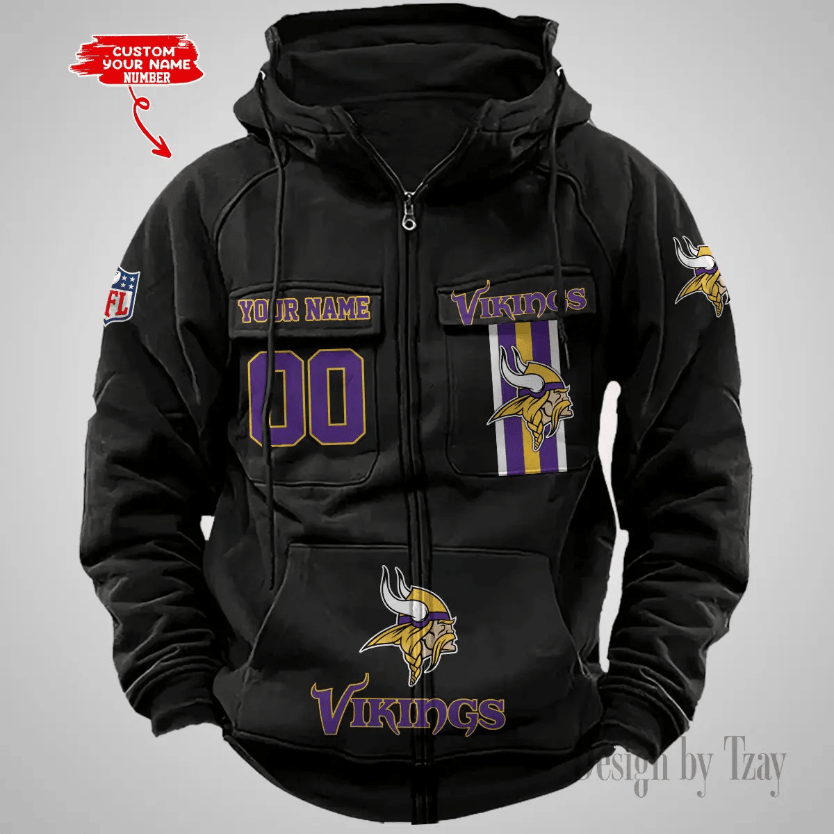 Minnesota Vikings Vintage Men Hoodies Zipup DV6 PB6SPMC