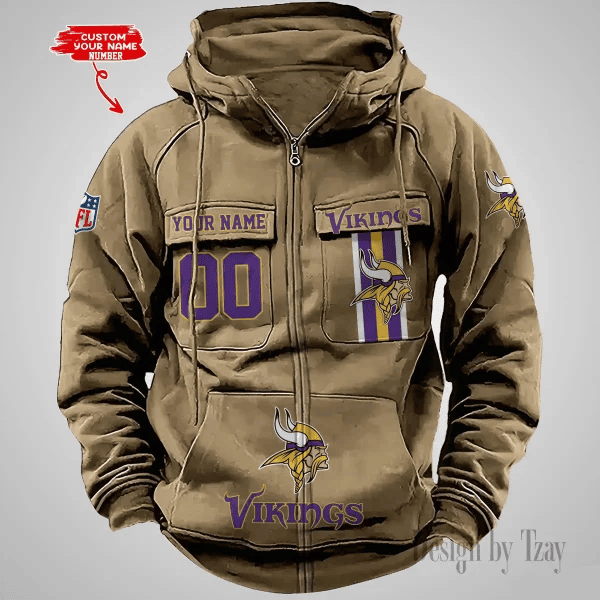 Minnesota Vikings Vintage Men Hoodies Zipup DV6 PB6SPMC