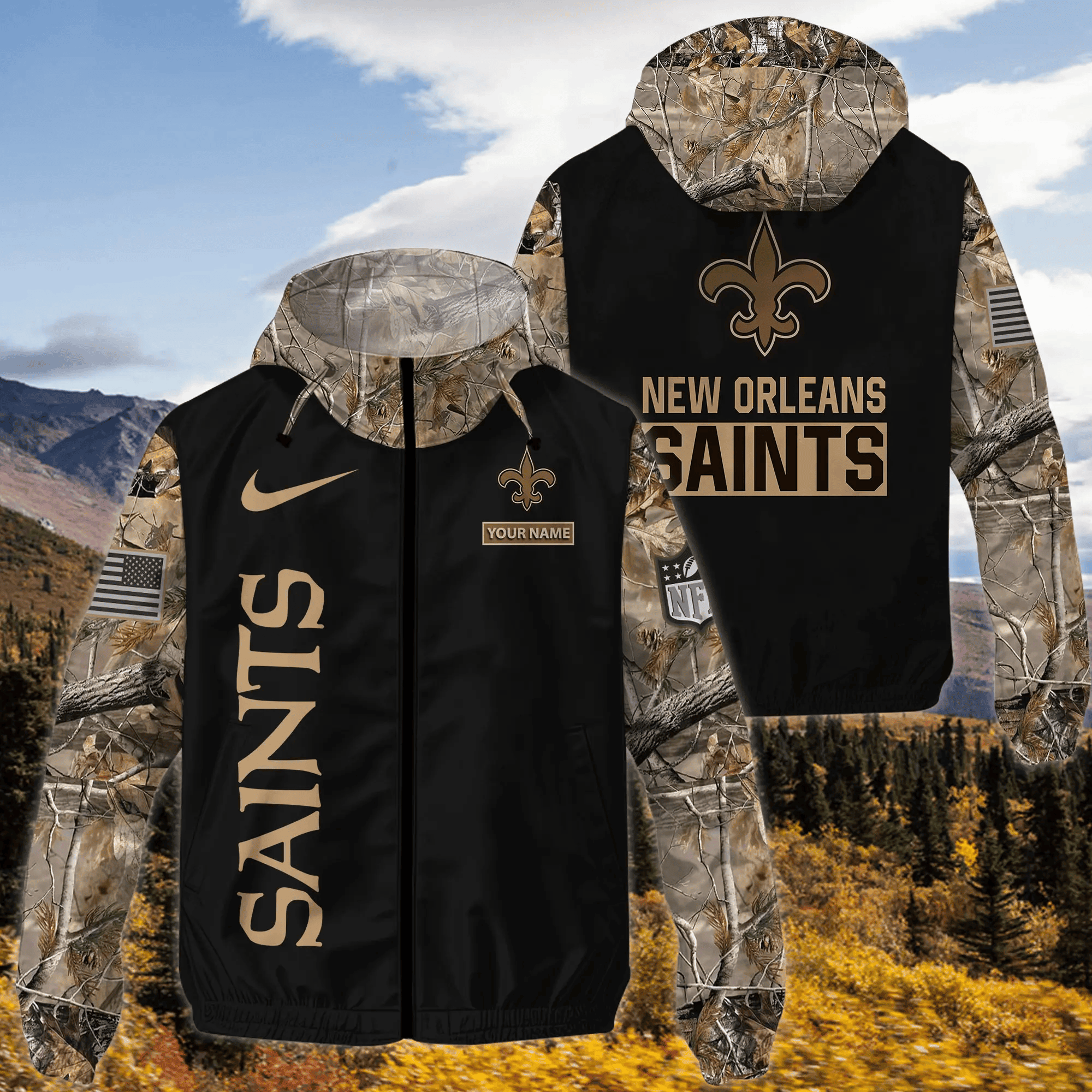 New Orleans Saints Custom Windbreaker Outdoor Jacket Sport Fan Gift SPTWJACKET087