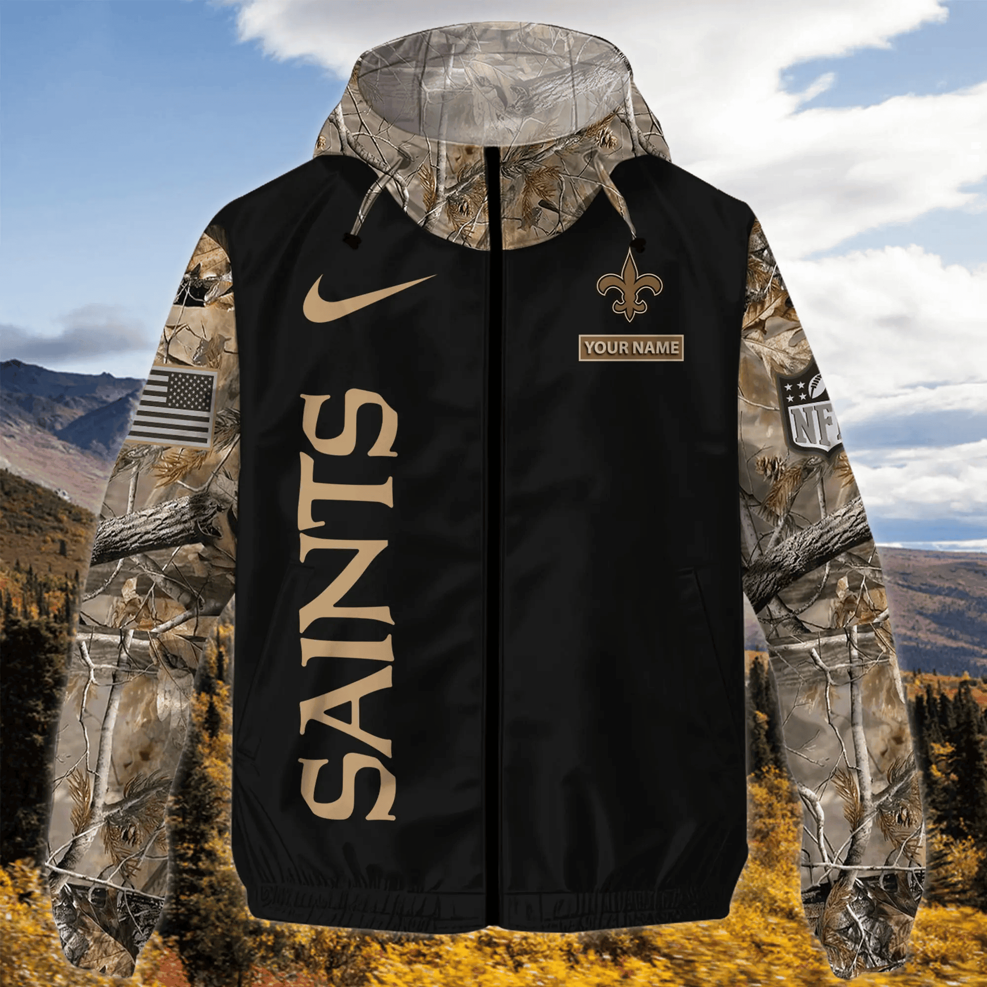 New Orleans Saints Custom Windbreaker Outdoor Jacket Sport Fan Gift PBB8PKZ