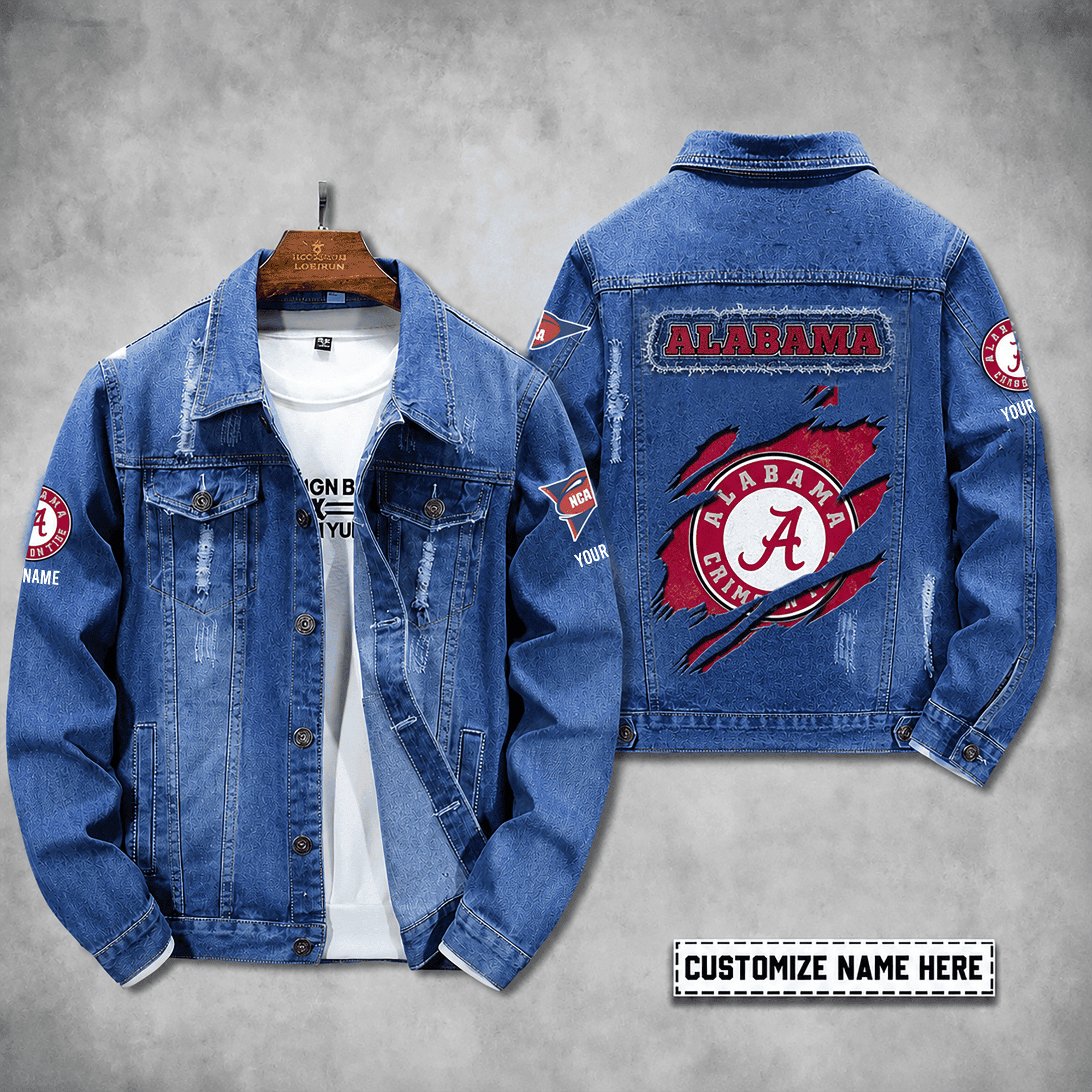 Alabama Crimson Tide Personalized New Denim Jacket S9DJ222