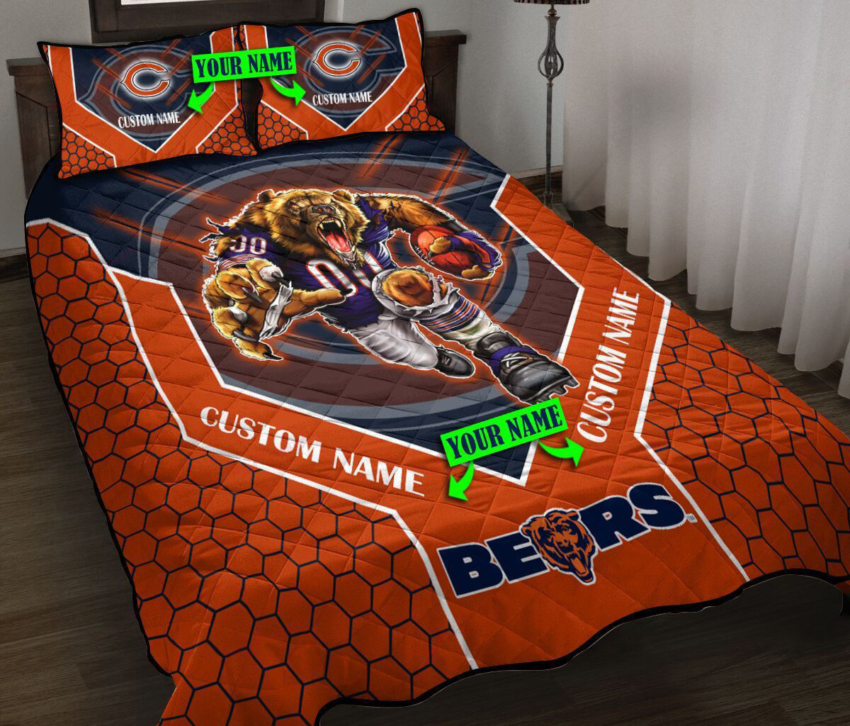 Chicago Bears Personalized Quilt Set BG86