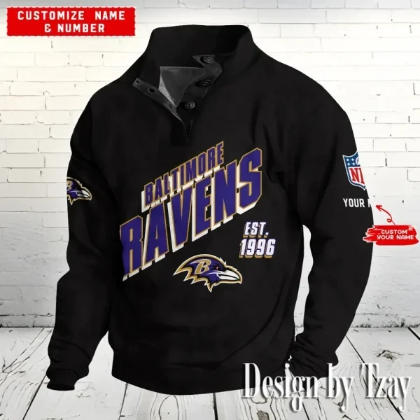 Baltimore Ravens NFL Half Button Long Sleeve Hoodie Trending 2025 PB5WSXK