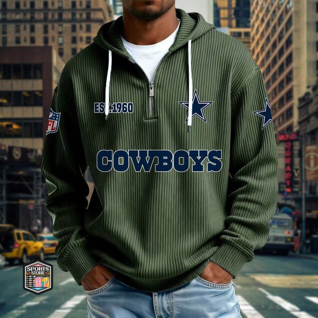 Dallas Cowboys Ribbed Texture Zipper Long Sleeve Hoodie PB5PA8U