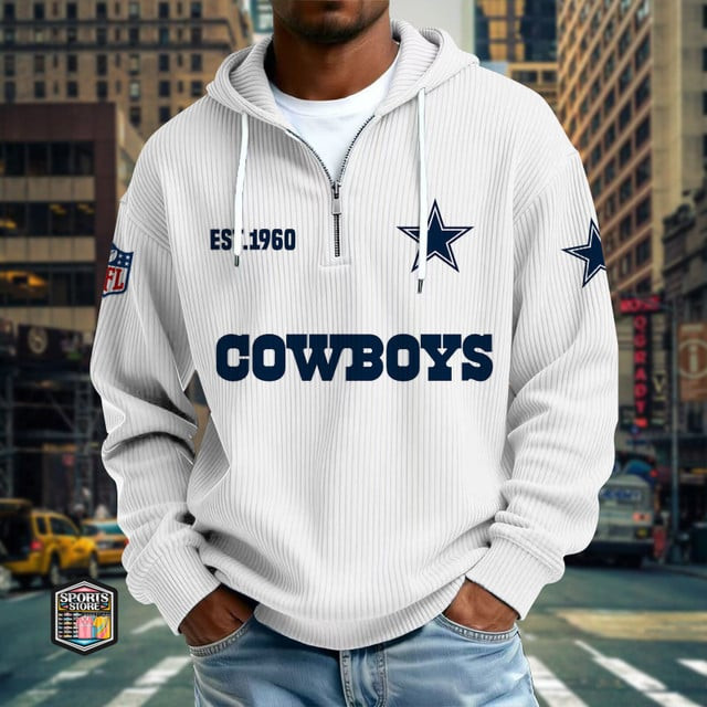 Dallas Cowboys Ribbed Texture Zipper Long Sleeve Hoodie PB5PA8U