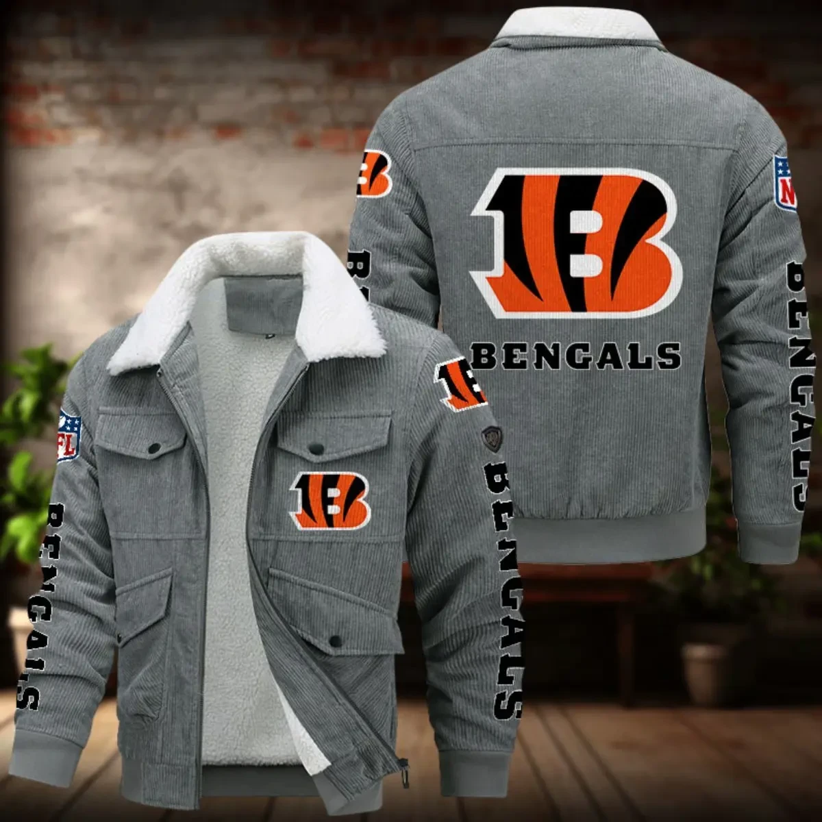 Cincinnati Bengals Men's Thickened Corduroy Jacket PBISCW9
