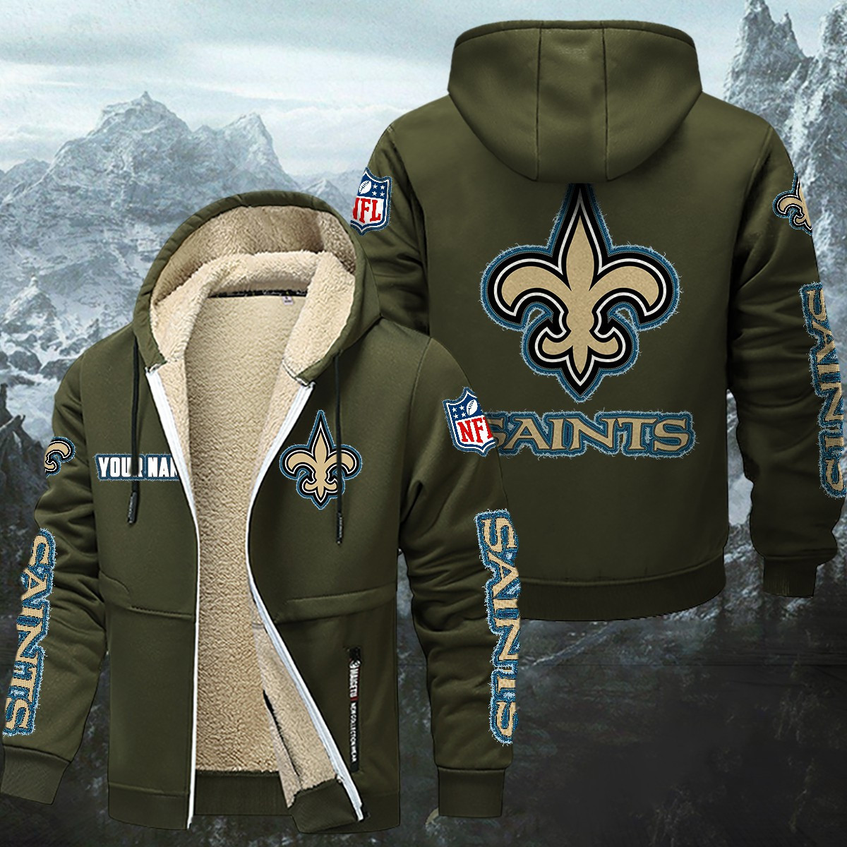 New Orleans Saints Sherpa-Lined Zip Hoodie PB2U0KK