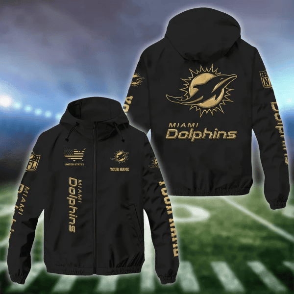Miami Dolphins Custom Windbreaker Outdoor Jacket Sport Fan Gift PBYPL36