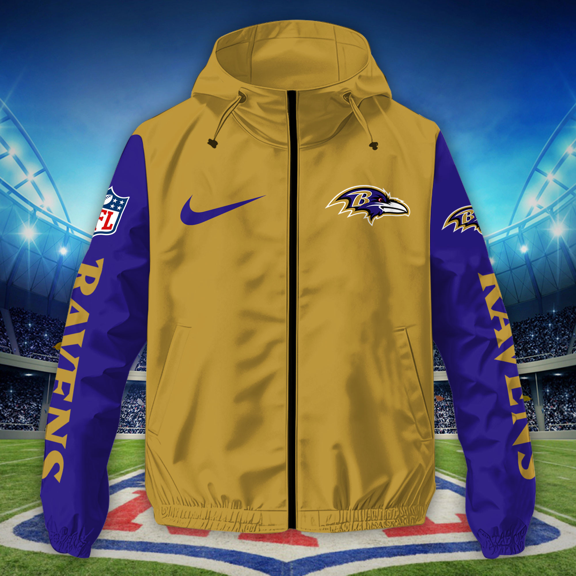 Baltimore Ravens Custom Windbreaker Outdoor Jacket Sport Fan Gift PBLJVS5