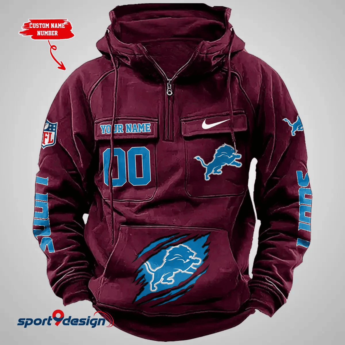 Detroit Lions Vintage Men Hoodie PB23D5Q