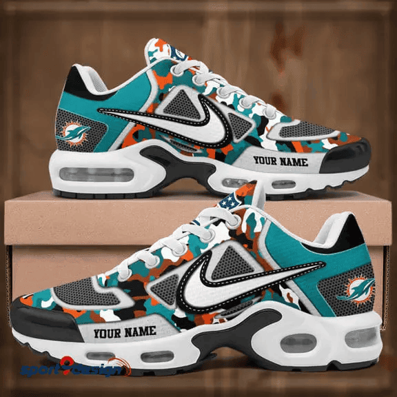 Miami Dolphins Custom Camo Print Athletic T-N Sneakers SPTTNSHOES118