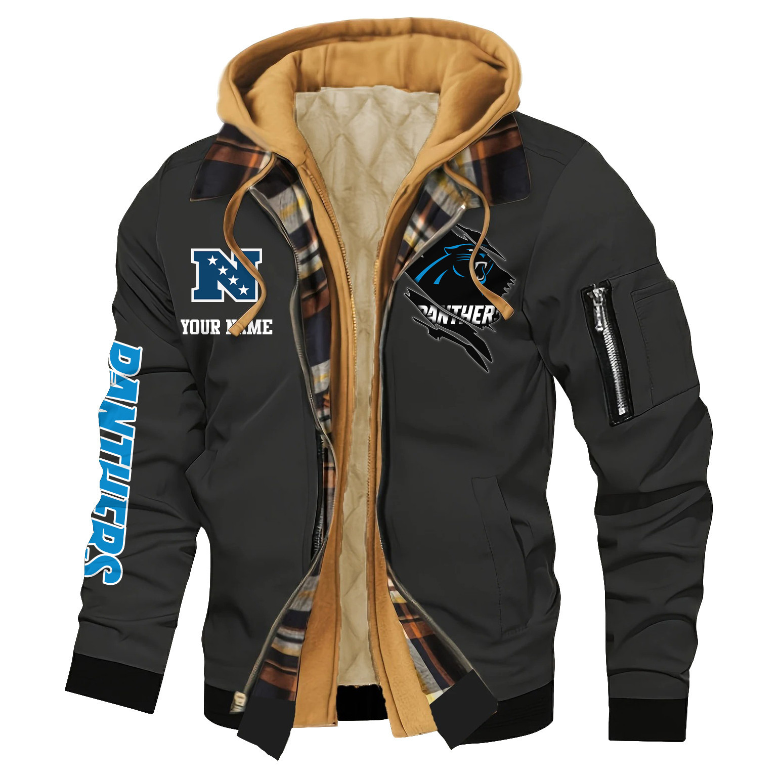 Carolina Panthers Jacket Casual Fake Two Piece Design PBJ250T