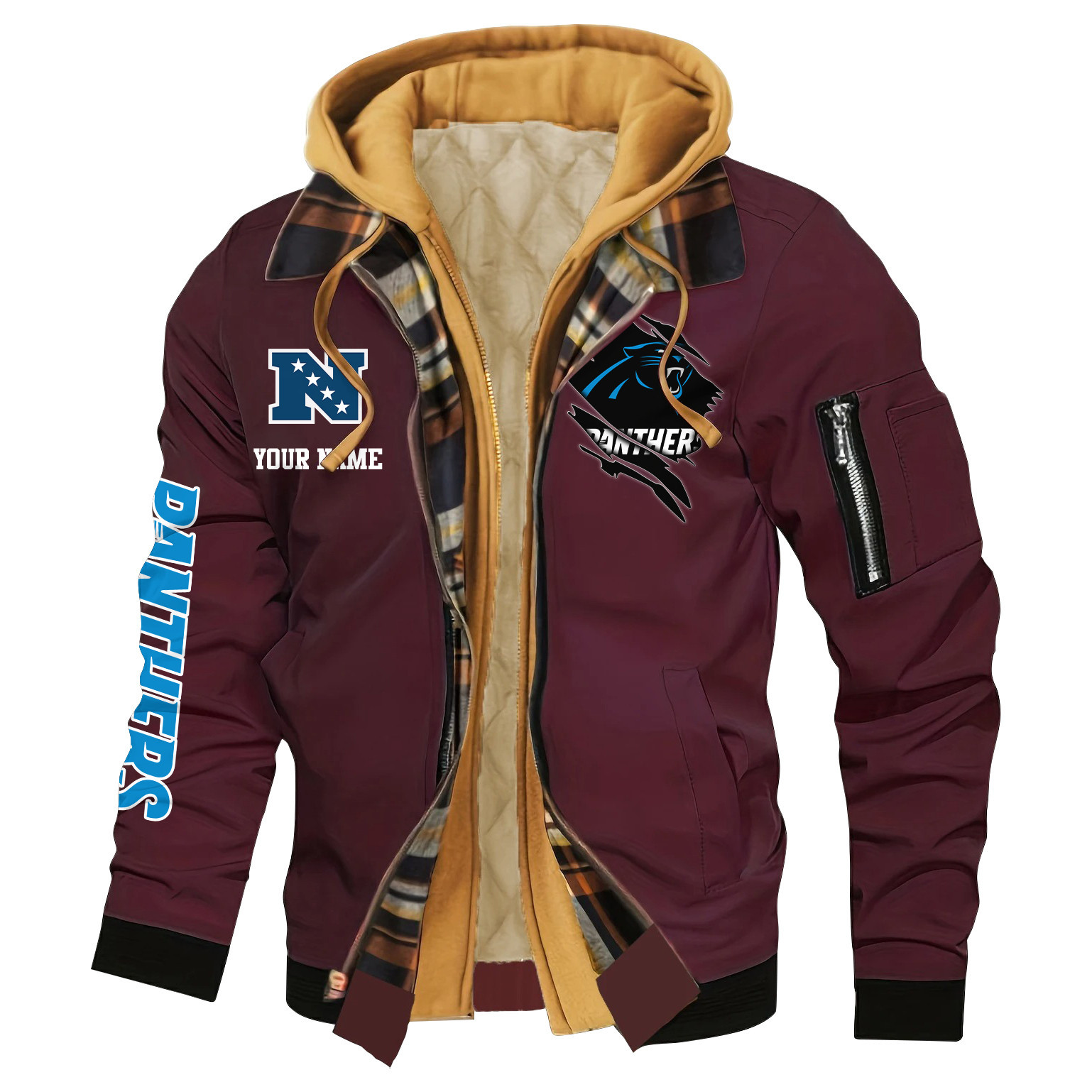 Carolina Panthers Jacket Casual Fake Two Piece Design PBJ250T