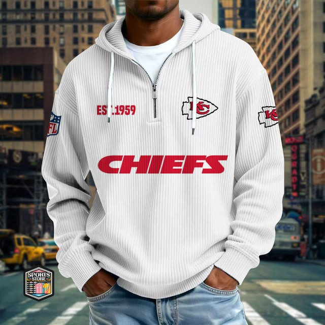 Kansas City Chiefs Ribbed Texture Zipper Long Sleeve Hoodie PBWYHZ9