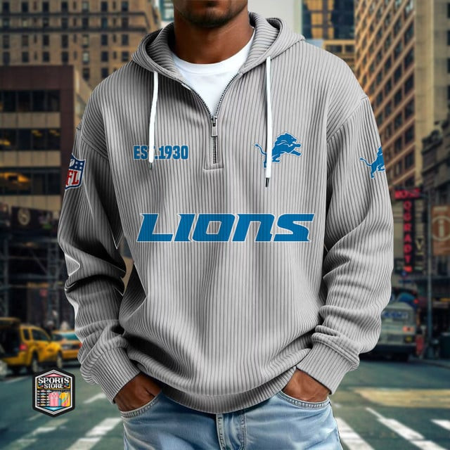 Detroit Lions Ribbed Texture Zipper Long Sleeve Hoodie PBO14GP